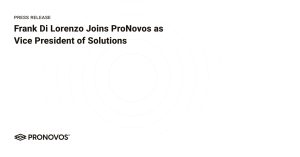 Frank Di Lorenzo Joins ProNovos as Vice President of Solutions