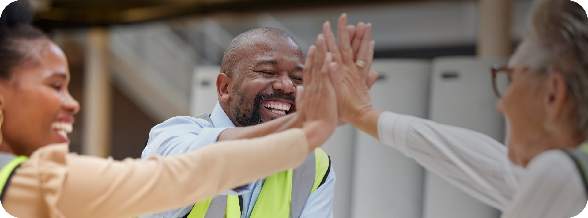 Construction team celebrating